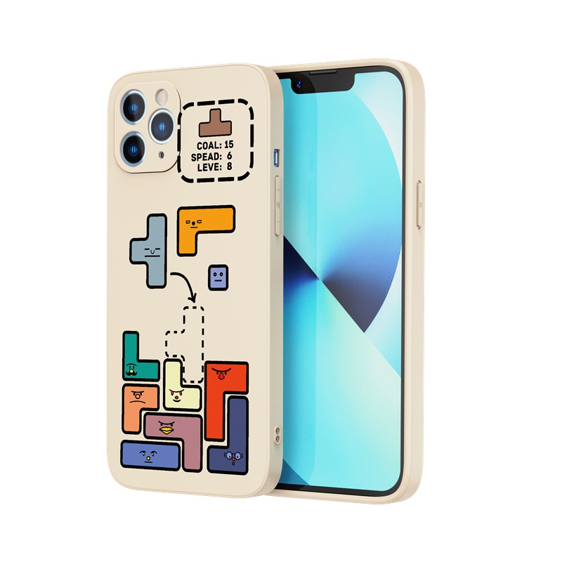 Ốp lưng iphone Ốp điện thoại Suntaiho silicon mềm hình máy chơi game Tetris cho iPhone 13 12 11 Mini Pro X XR XS Max 7/8 Plus