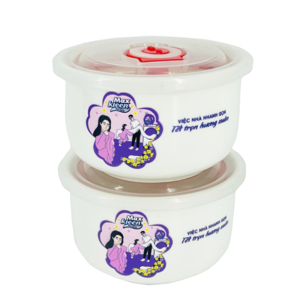 Bộ 2 thố sứ cao cấp có nắp hút MaxKleen