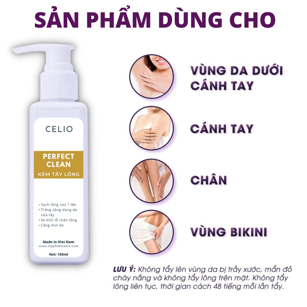 Triệt lông Bikini Vùng kín vĩnh viễn CELIO với serum Mỡ trăn nguyên chất 20ml và Kem tẩy lông Celio 150ml