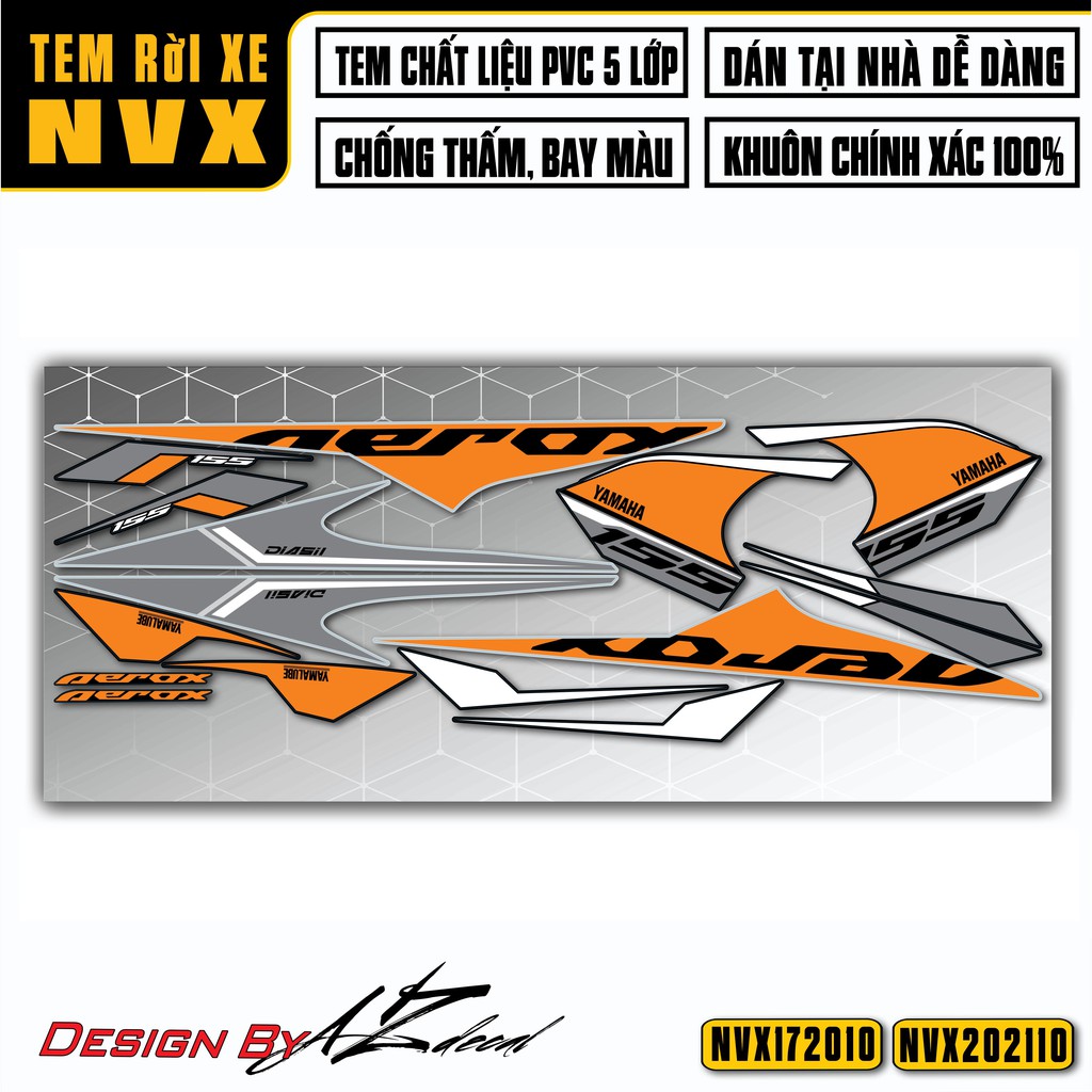 Tem Aerox Dán Xe NVX 125-155 | NVX10 | Dán Xe Màu Trắng, Đen, Đỏ, Xanh - Decal Cao Cấp Chống Nước, Bền Màu Cho NVX V1/V2