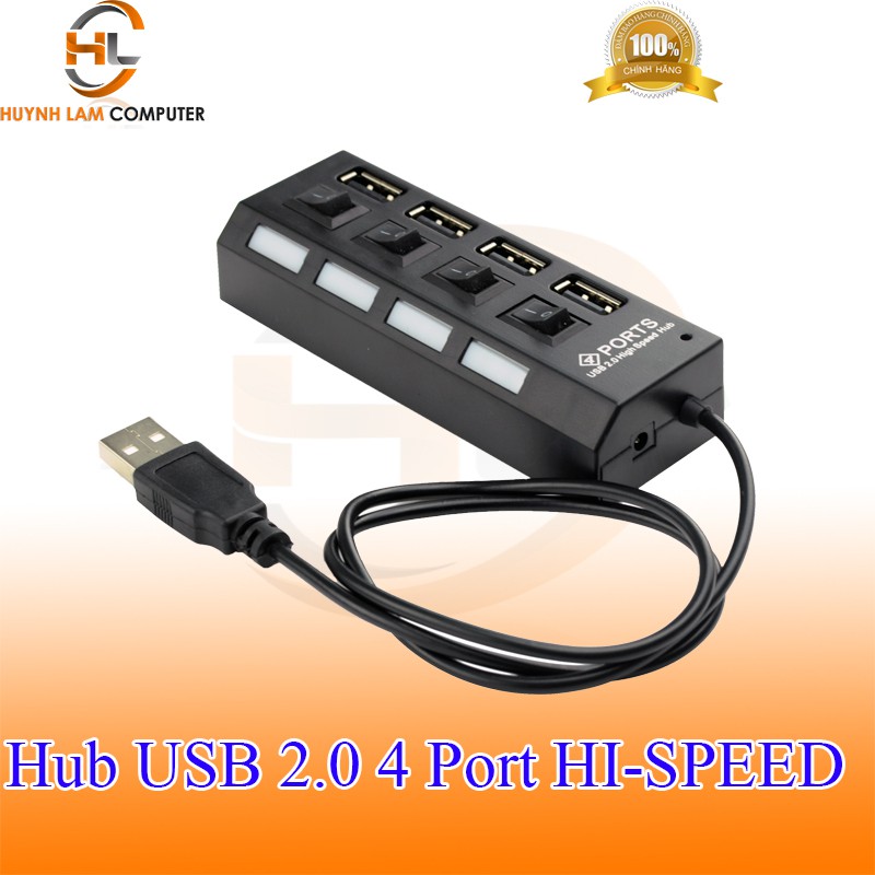 Hub USB 1 ra 4 cổng có công tắc chuẩn 2.0 hi-speed 480Mbps