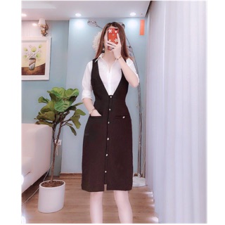 Bán sỉ set áo sơ mi + yếm sang choảnh