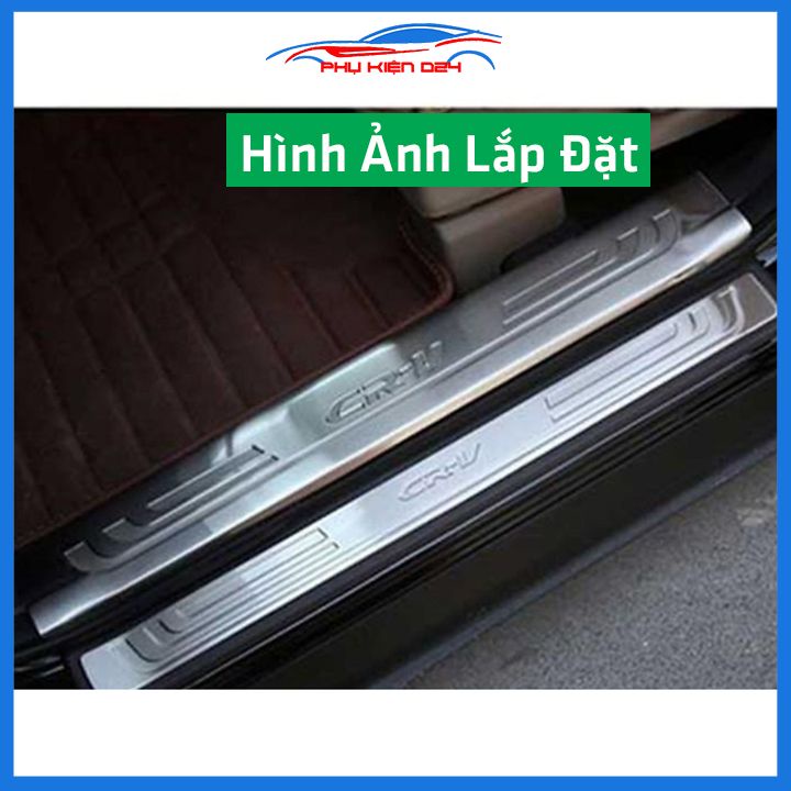 Bộ ốp bậc cửa trong ngoài nẹp bước chân CRV 2012-1013-2014-2015-2016-2017 Inox chống trầy trang trí xe