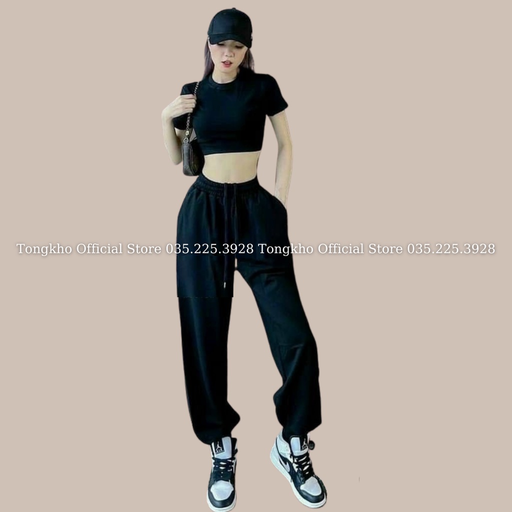 Quần jogger nữ BIGSIZE ống rộng bo gấu unisex Quần chun gấu 297