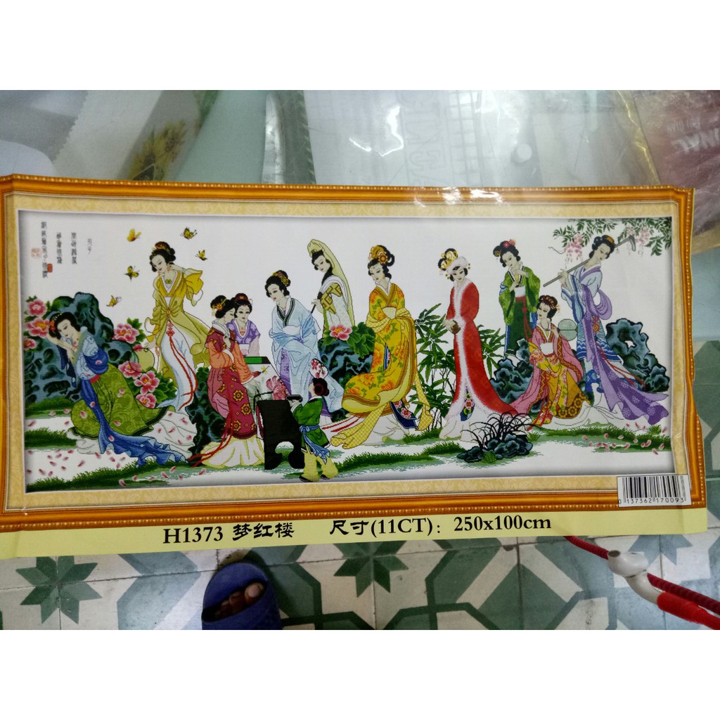 tranh thêu chữ thập 12 nàng tiên kt 250x100cm