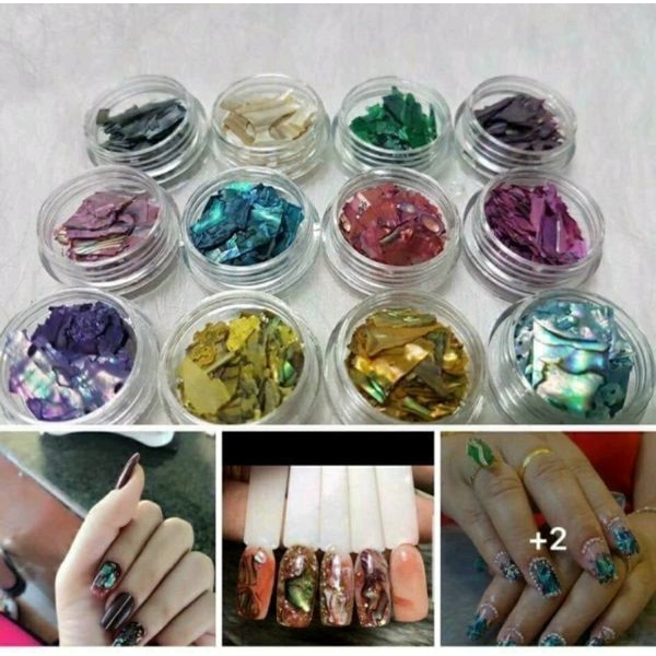 Xà cừ nail , xà cừ vân đá đính móng (sét 12 màu)