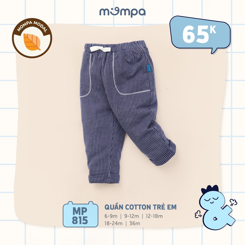 Quần dài thu đông cotton Mompa cho bé trai/ bé gái