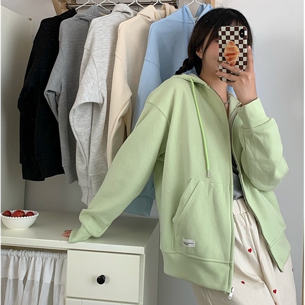 Áo Hoodie Dáng Rộng Màu Sắc Thời Trang Hàn Quốc