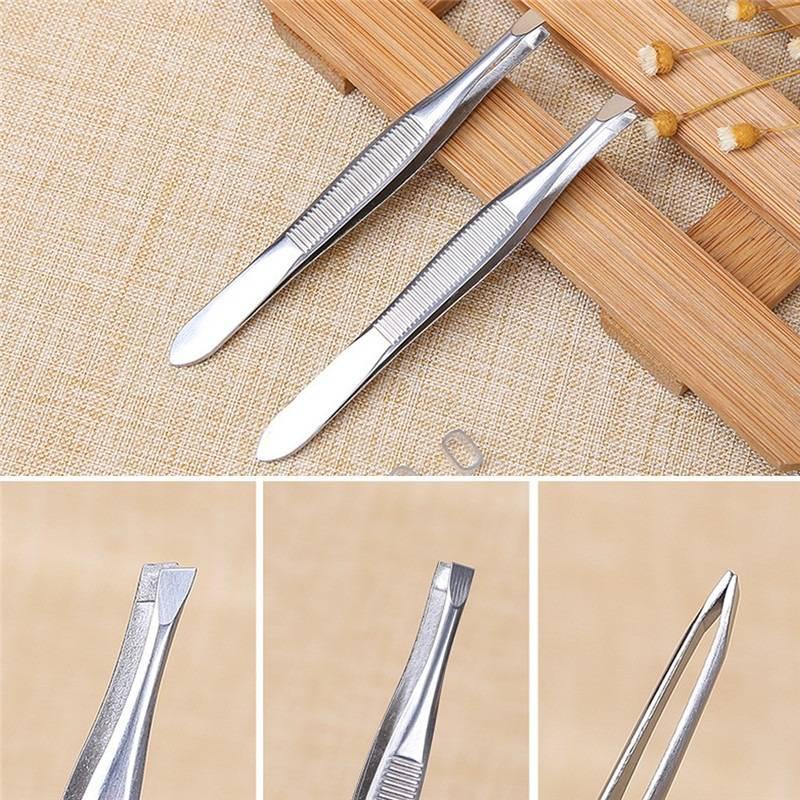 Nhíp tỉa lông mày đầu phẳng bằng thép không gỉ