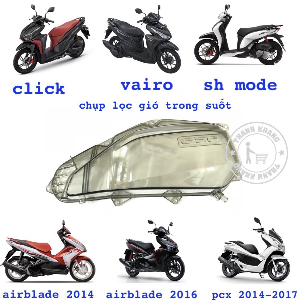 Chụp lọc BÔ AIR trong suốt Airblade 2014-2018, Click thái, Sh mode, Pcx 2014-2017, Vairo thanh khang màu khói  006001116