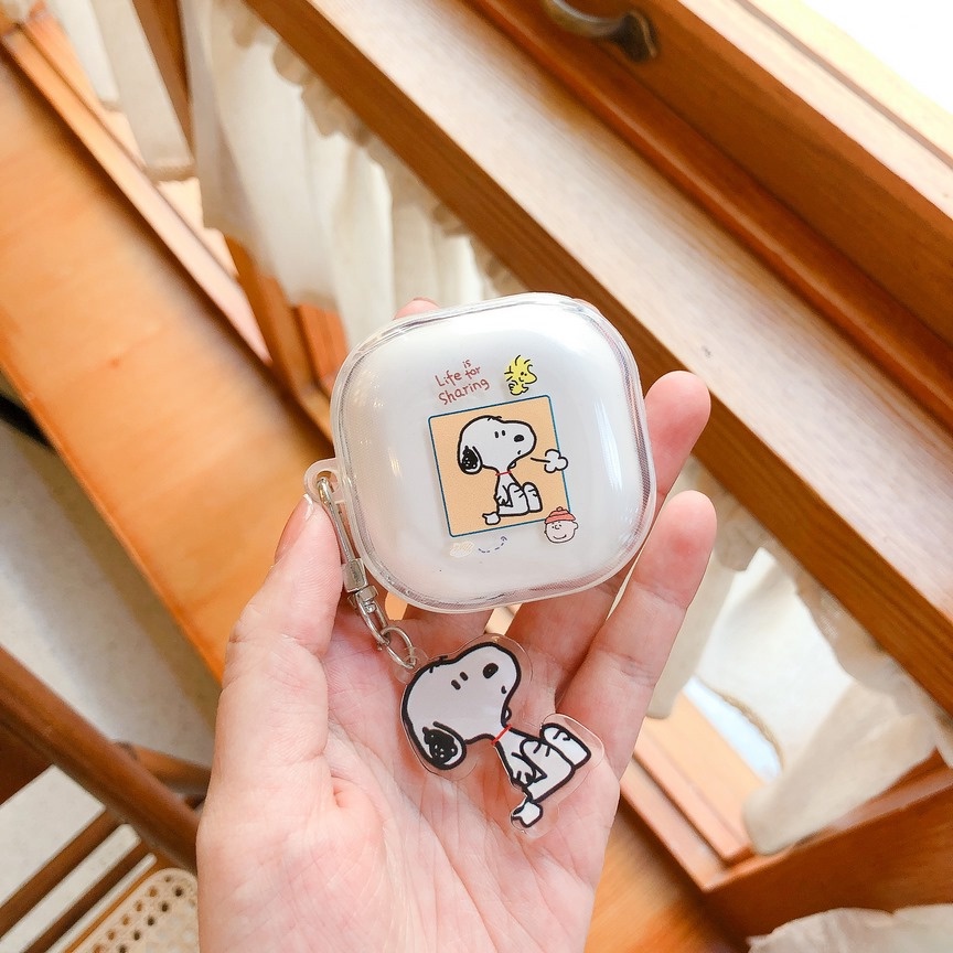 Vỏ Bảo Vệ Hộp Sạc Tai Nghe Samsung Galaxy Buds Live Màu Tím Trong Suốt Họa Tiết Hoạt Hình Chú Thỏ & Gấu Violent Dễ Thương