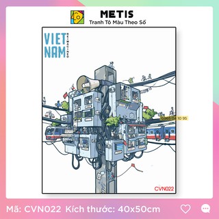 Tranh tô màu số hoá METIS Tranh phong cảnh nét xưa Việt Nam Cột Điện CVN022