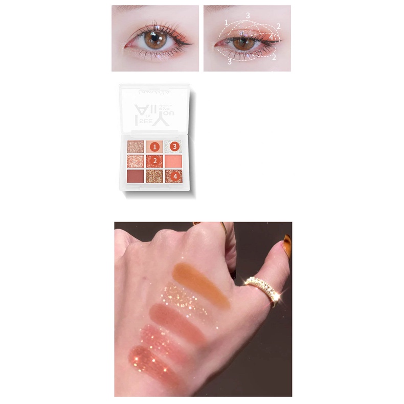 Bảng Phấn Mắt Nhũ Lì 9 Ô Lameila I See You Lameila P0396
