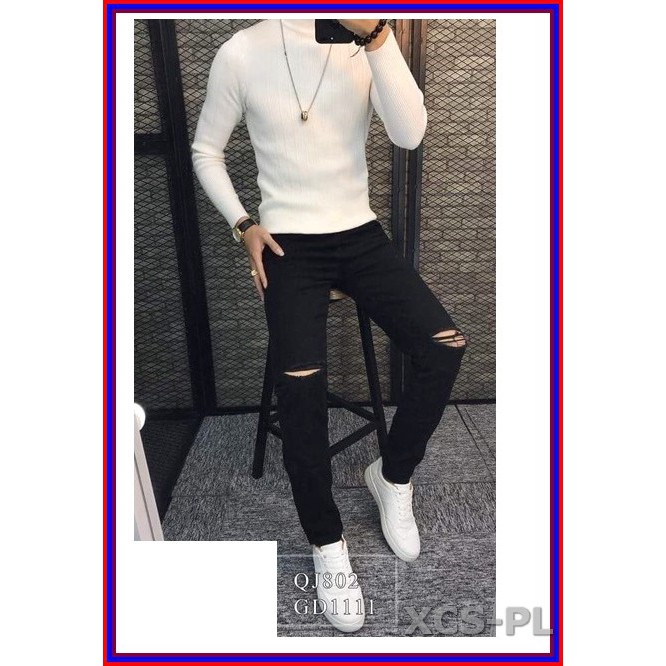 Quần jean nam cao cấp ĐEN RÁCH GỐI siêu đẹp không xù lông, không ra màu, chất giãn tốt rrgoi3-1.253