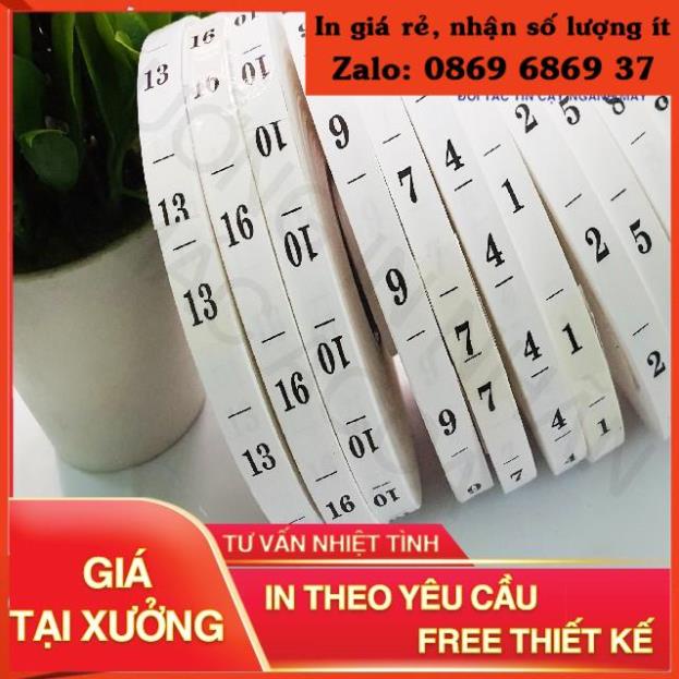 [SALE]_NHÃN MÁC VẢI GIẤY SỐ GẮN QUẦN ÁO 100M/CUỘN_CHẤT LIỆU MỀM, KHÔNG GÂY NGỨA, PHÙ HỢP ĐỒ TRẺ EM - Minh In