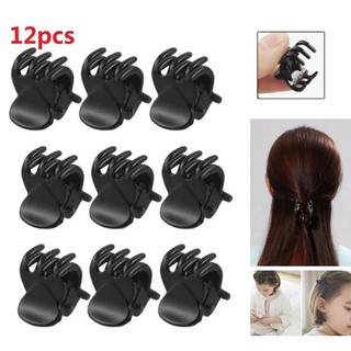 12 kẹp tóc nhựa màu đen hình móng vuốt