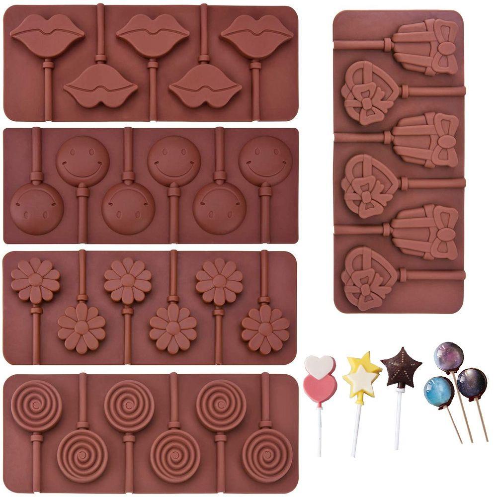 AUGUSTINA Khuôn Silicone Làm Kẹo Mút / Thạch / Sô Cô La Tiện Dụng