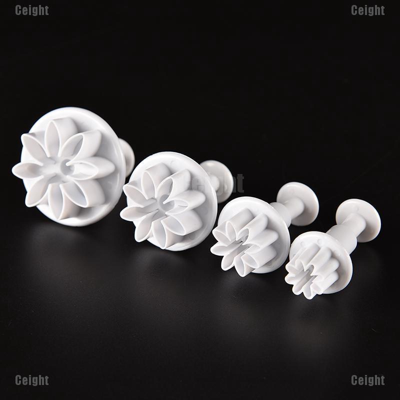 Set 4 Khuôn Cắt Tạo Hình Hoa Cúc Trang Trí Bánh Tiện Dụng