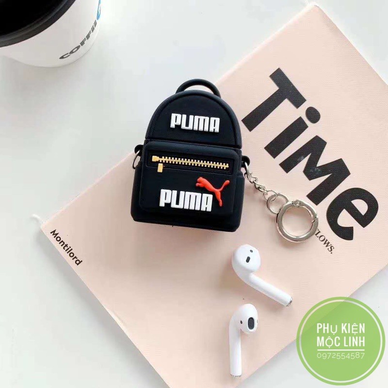 ☘️Tặng kèm móc treo☘️Case Airpod 1 2- Vỏ bao bọc Balo Puma Cover đựng tai nghe không dây Airpods túi con báo đen