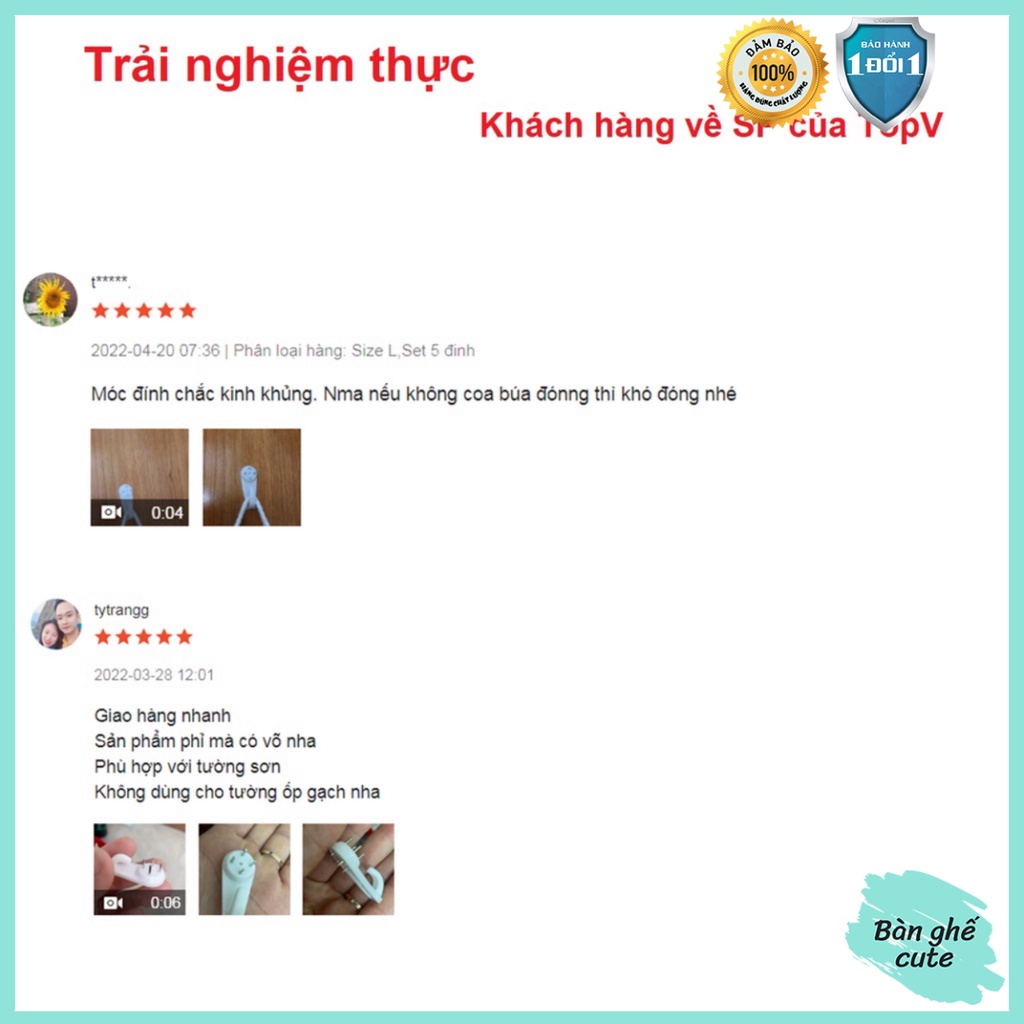 Móc đinh đóng tường 4 chân treo tranh treo khung ảnh treo đồ không cần khoan Ban_ghe_cute