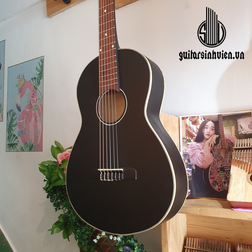 Đàn guitar size 3/4 classic màu đen - có ty - tặng kèm bao da và phụ kiện