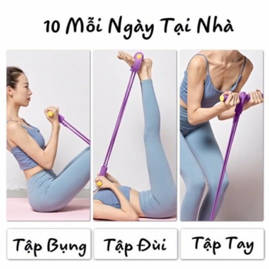 Dây Kéo Đàn Hồi 4 Ống Cao Su Bàn Đạp Chân ❤[FREESHIP]❤ Dụng Cụ Tập GYM Thể Dục Săn Chắc Bụng Tay Vai Tại Nhà Cho Nam Nữ