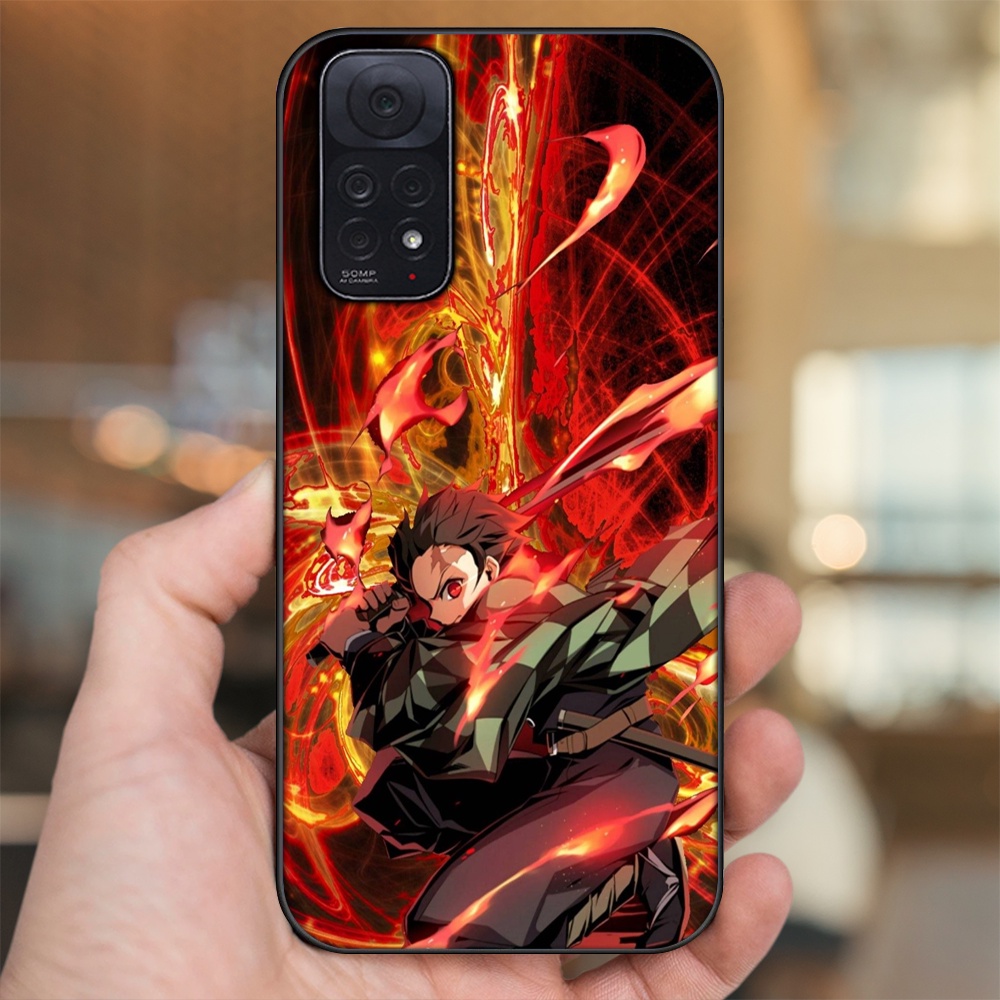 Ốp lưng Xiaomi Redmi Note 11, Note 11s viền đen in hình Tanjiro Kimetsu No Yaiba