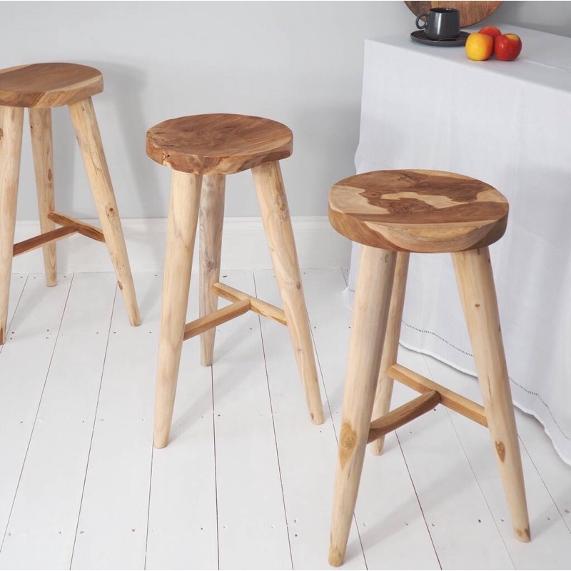 GHẾ BAR RUSTIC Chân Ú Mặt To, Decor Số Dách