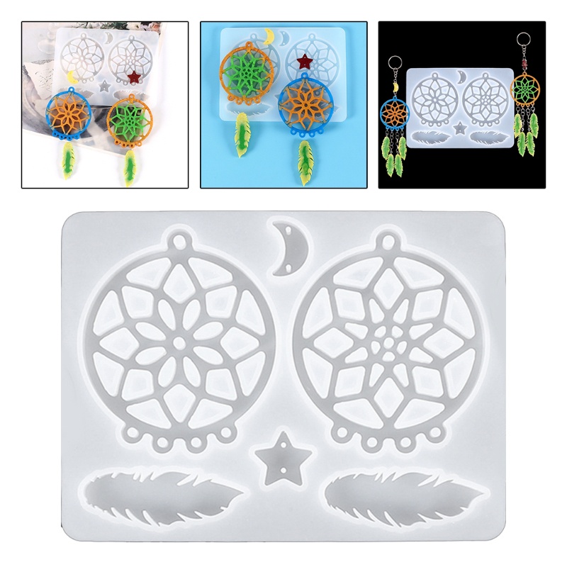 Khuôn đúc hình dream catcher làm các trang sức DIY bằng nhựa resin