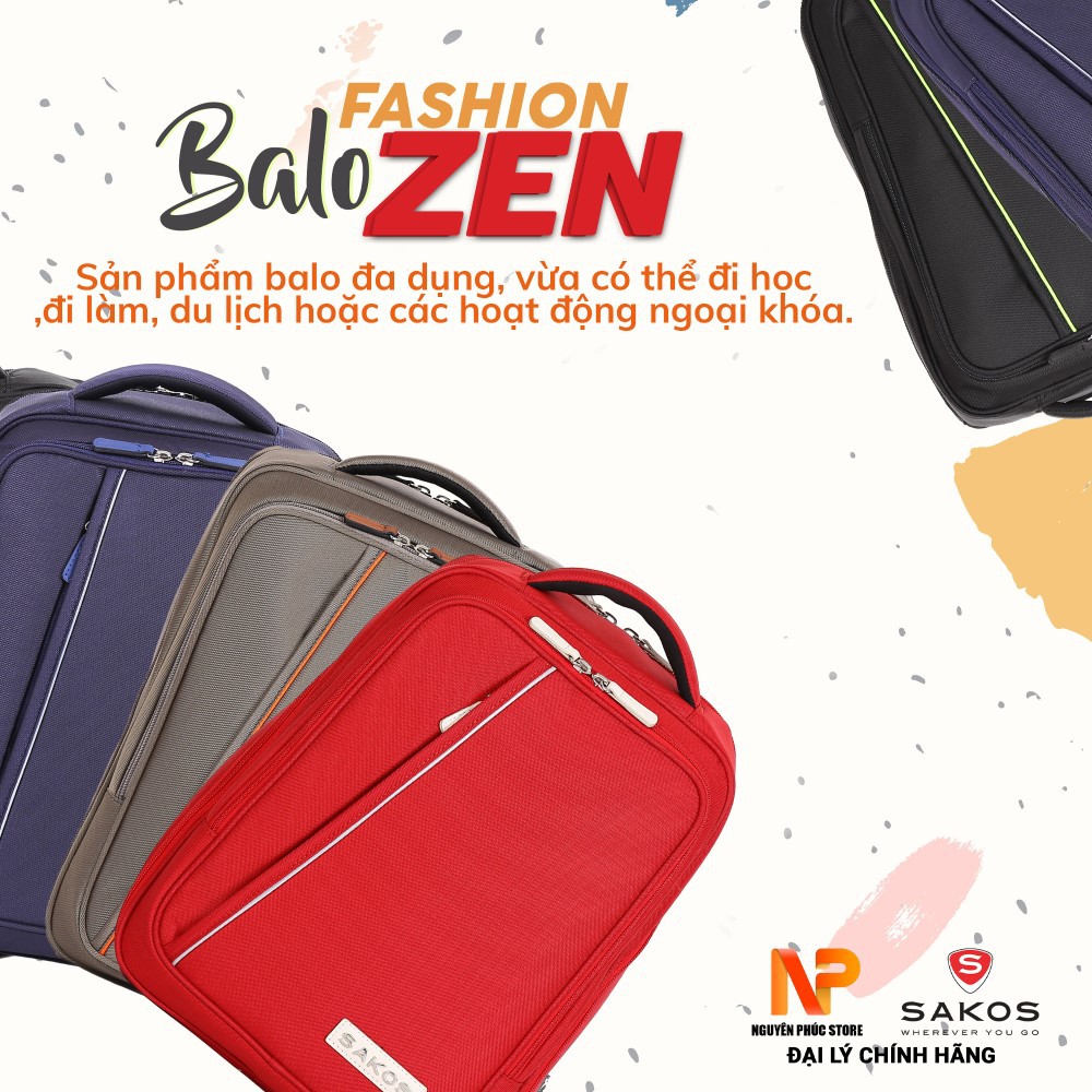Balo thời trang latop 15 inch Sakos Zen,chất liệu trượt nước cao cấp,bền màu - bảo hành toàn quốc