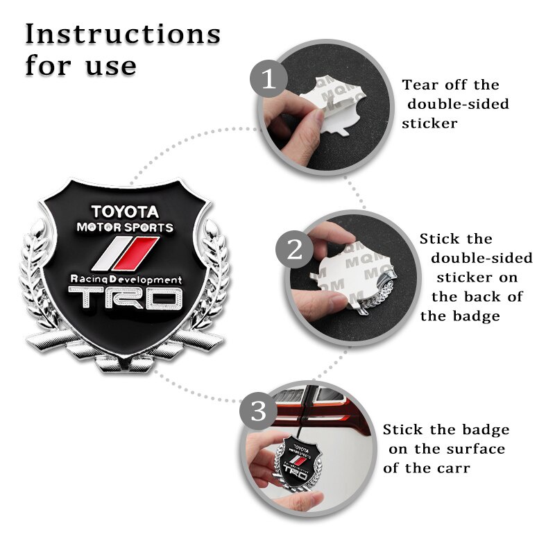 Bộ 2 Huy Hiệu Trang Trí Xe Hơi Bằng Kim Loại 3D Dành Cho Toyota TRD Rush Vios Yaris RAV4