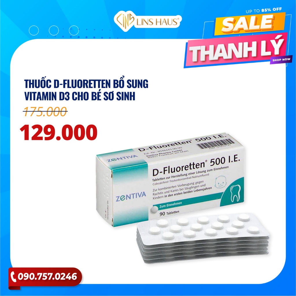 Viên uống bổ sung Vitamin D3 D-Fluoretten - hộp 90 viên