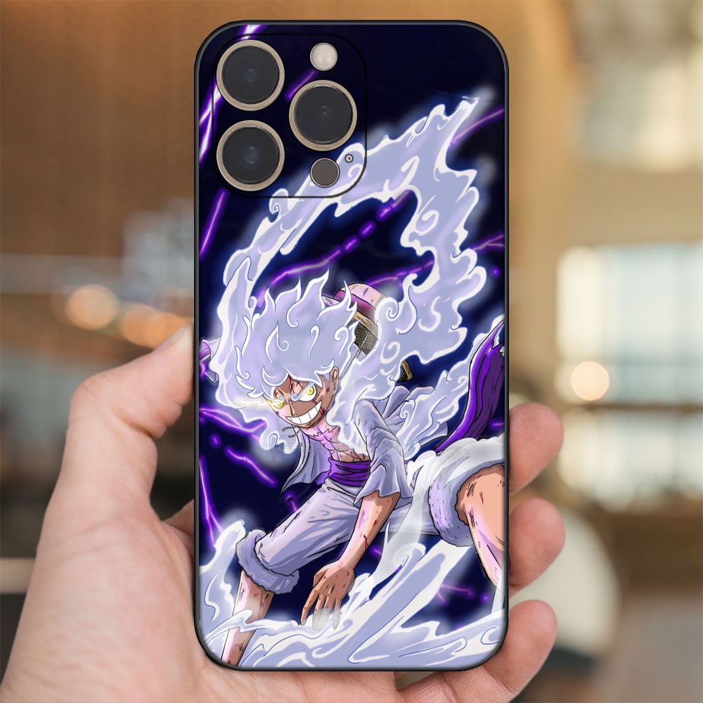 Ốp lưng iPhone 14 Pro dẻo đen cạnh vuông in hình Luffy One Piece