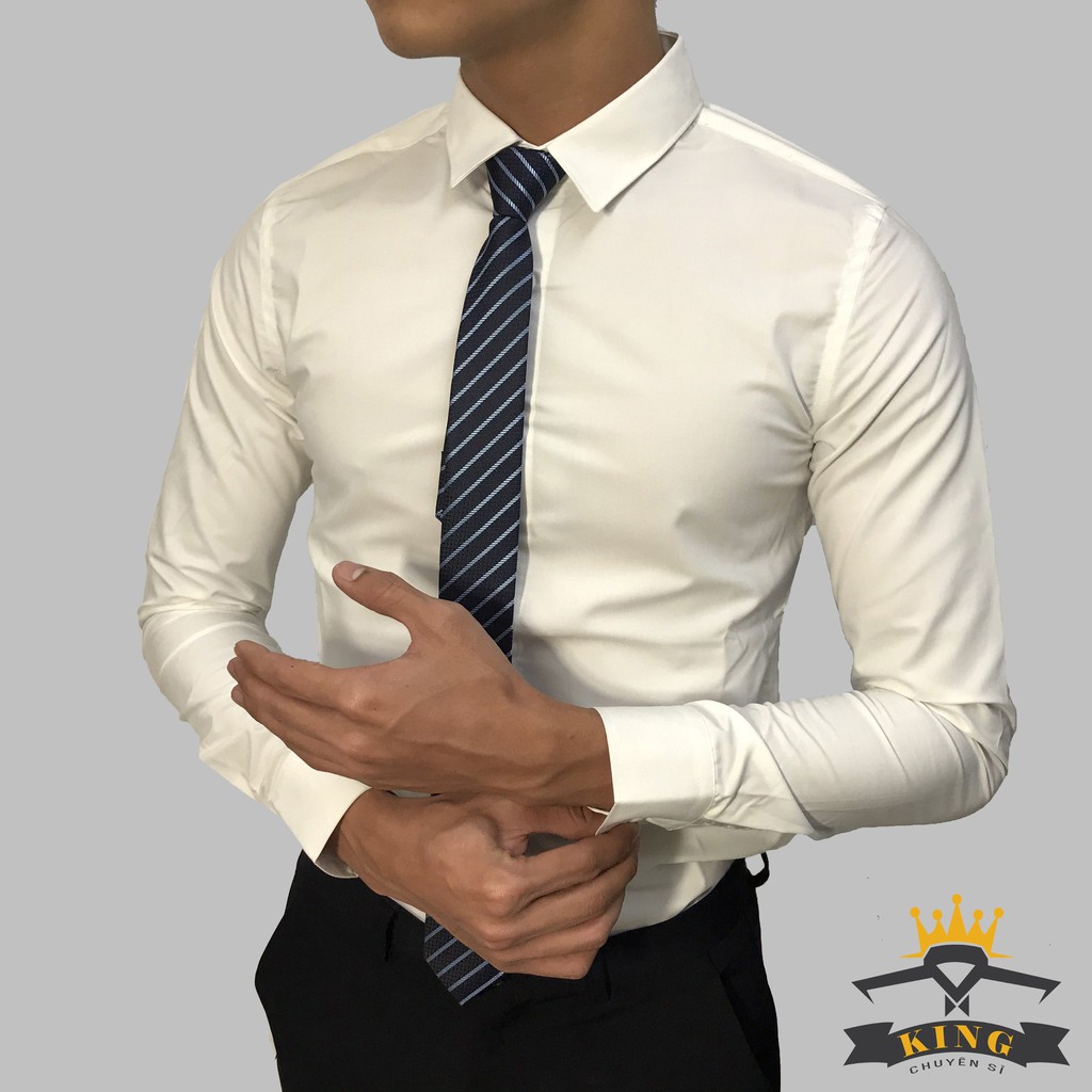 Áo sơ mi nam trắng đen hàn quốc công sở học sinh S01