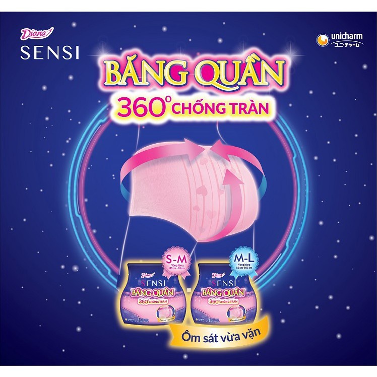 Tã Quần Người‪ Lớn Diana Sensi 360 Độ Chống Tràn đủ size (2​ Cái)