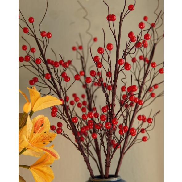 Đào đông đỏ handmade từ hạt nhựa cao cấp-75cm