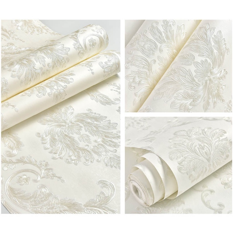 Giấy Dán Tường Không Dệt Dập Nổi Họa Tiết Hoa 3D Nhiều Màu Trang Trí Nội Thất