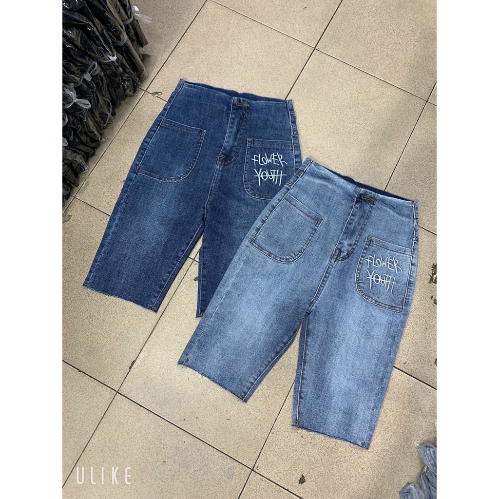 [ PHÁ CÁCH ] QUẦN NGỐ SKINNY JEAN GIÃN LỬNG NỮ 2 TÚI TRƯỚC THÊU FLOWER MÀU XANH NHẠT, XANH ĐẬM CAO CẤP UTI ĐỦ SIZE