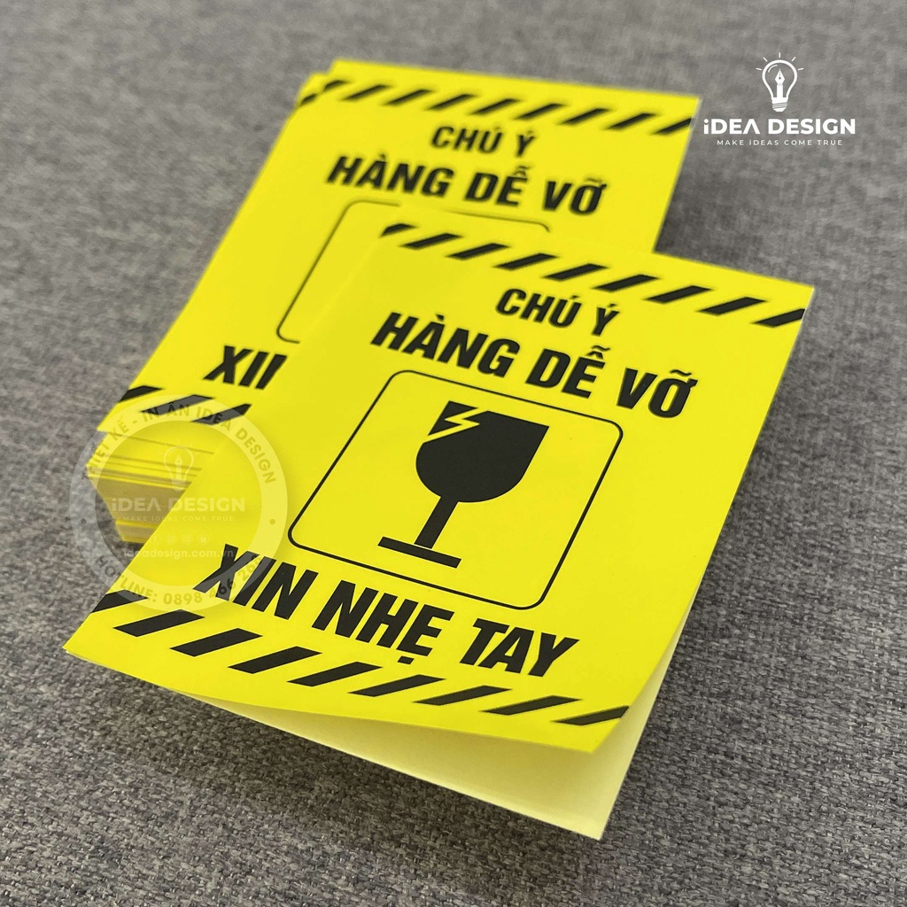 Decal Dán, Nhãn Dán, Tem Dán Lưu Ý Hàng Dễ Vỡ Xin Nhẹ Tay, Có Keo Dính - Size 10x7cm Cán Màng Bóng Chống Nước