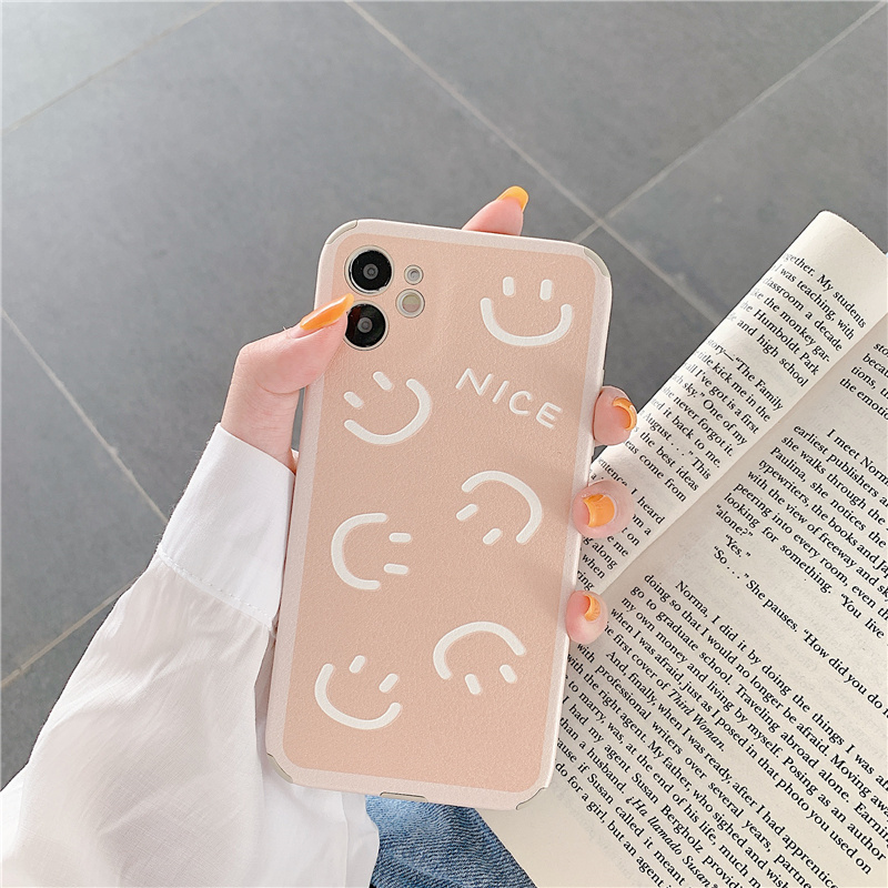 Ốp điện thoại da in hình tranh sơn dầu mặt cười bảo vệ ống kính cho iPhone 12 Pro Max iP11 X XR | BigBuy360 - bigbuy360.vn