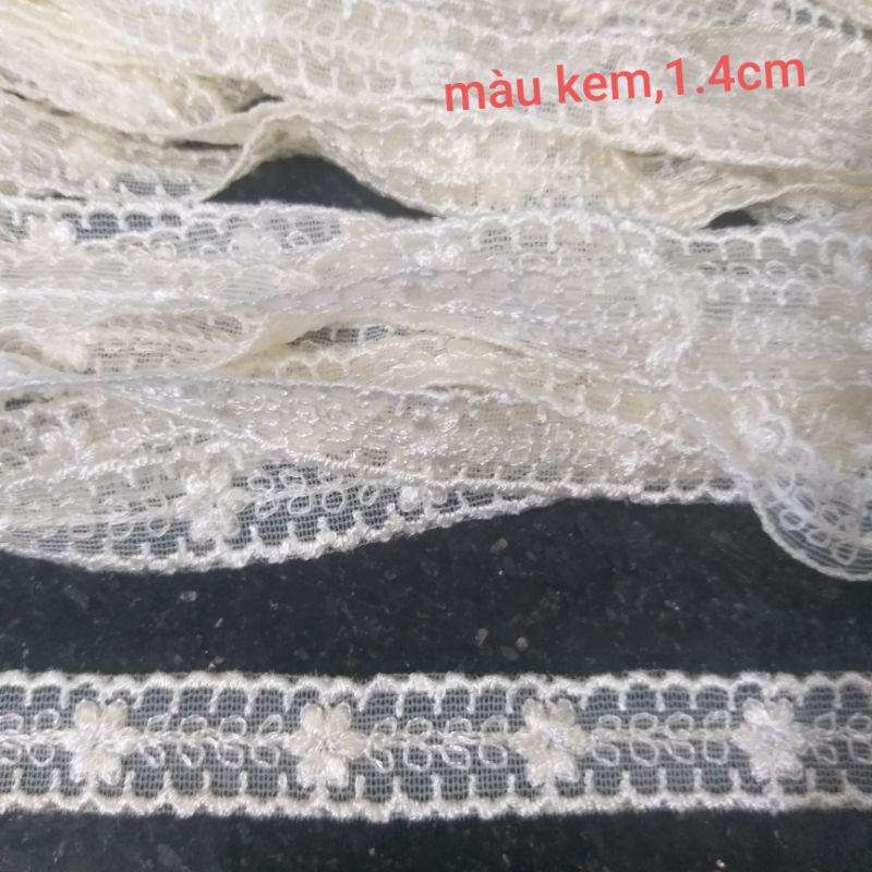 Ren lưới thêu , màu kem , size từ 1.4cm đến 7cm