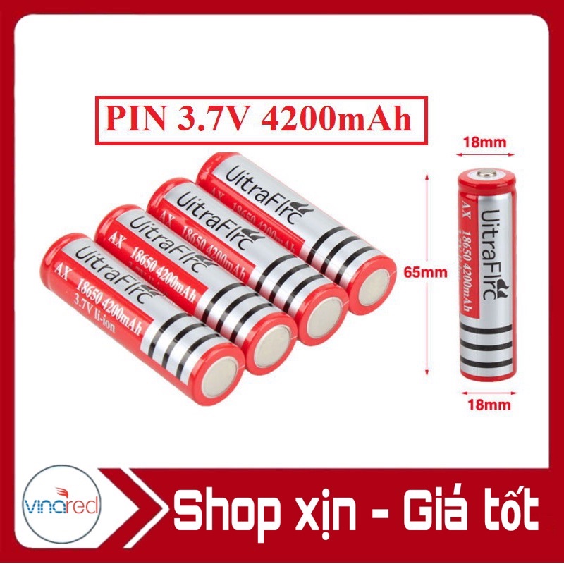 1 Pin Sạc ULTRAFIRE 3.7V Li-ion 4200mAh - Pin 18650 Pin Sạc Dự Phòng Viên Đỏ