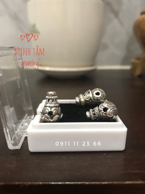 Charm bạc nút thắt hồ lô mix vòng tay hai chi tiết-Minh Tâm Jewelry