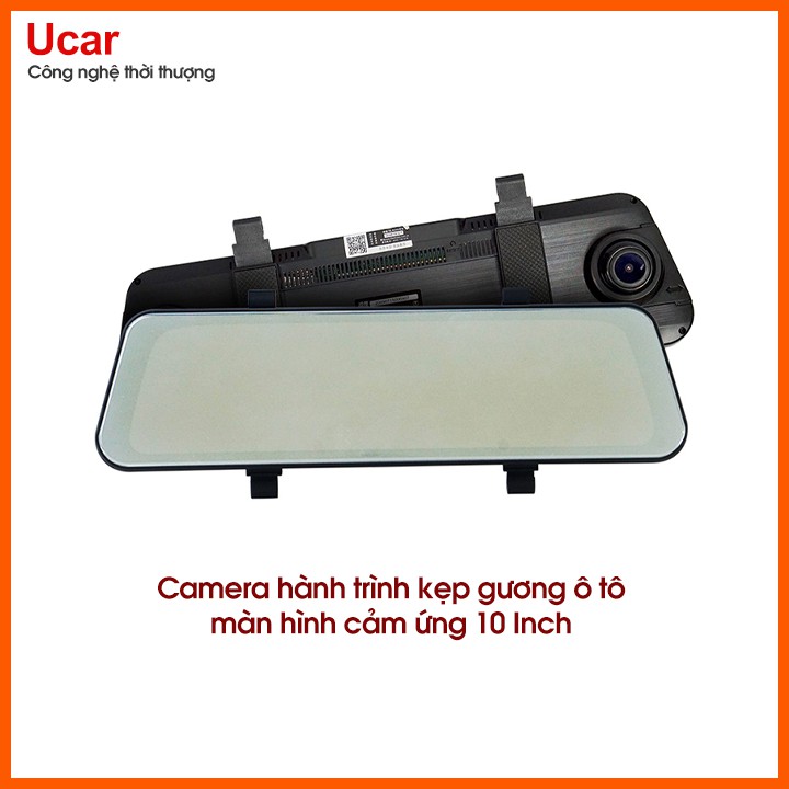 Camera hành trình kẹp gương FULL HD màn hình 10 Inch tích hợp cam trước cam sau cam lùi có hiển thị tốc độ