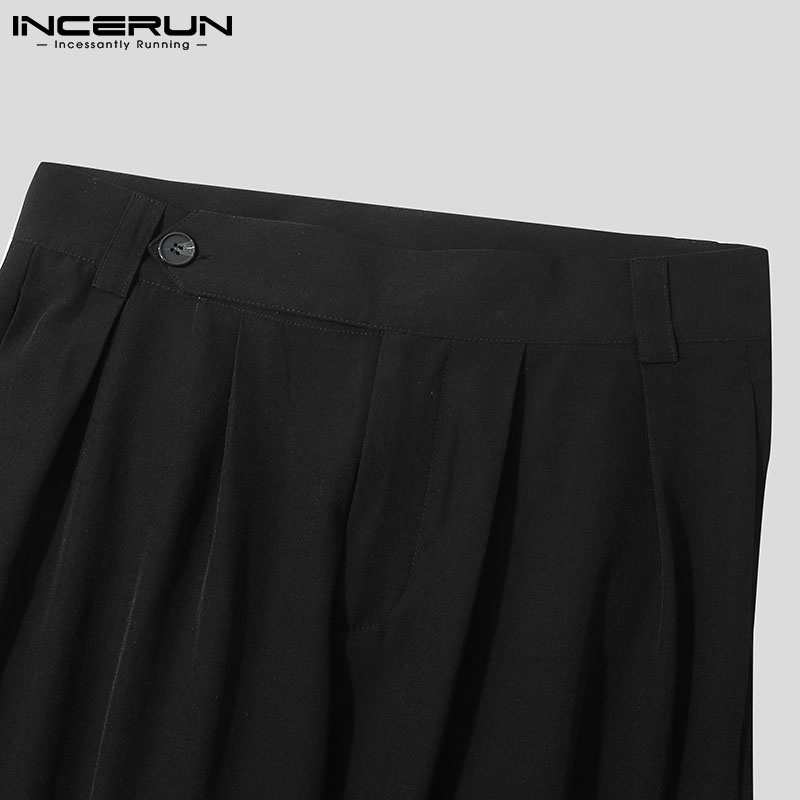 Bộ 2 món INCERUN gồm áo cardigan tay ngắn màu sắc tương phản + quần dài dáng rộng phong cách vintage cho nam