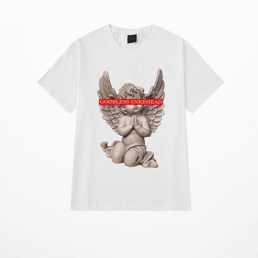 Áo thun tay lỡ G1SHOP Unisex form rộng vải 100% coton co dãn 4 chiều, phong cách Local Brand - Thiên Thần e chữ đỏ
