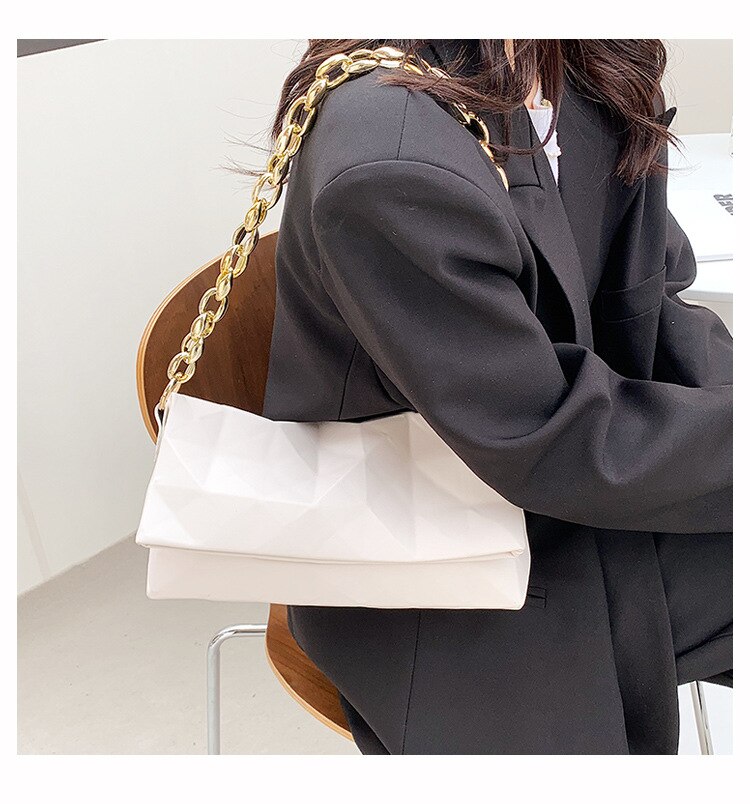 Túi đeo vai JASMIN NOIR da PU cỡ nhỏ phối dây xích thời trang cho bạn gái