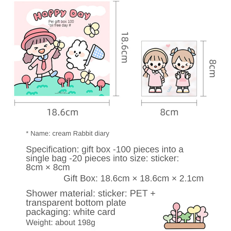 THERMOS Set 100 Miếng Dán Chống Thấm Nước Trang Trí Sổ Tay