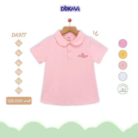 Áo polo cổ sen bé gái Dokma DA977 size 7- 12 tuổi