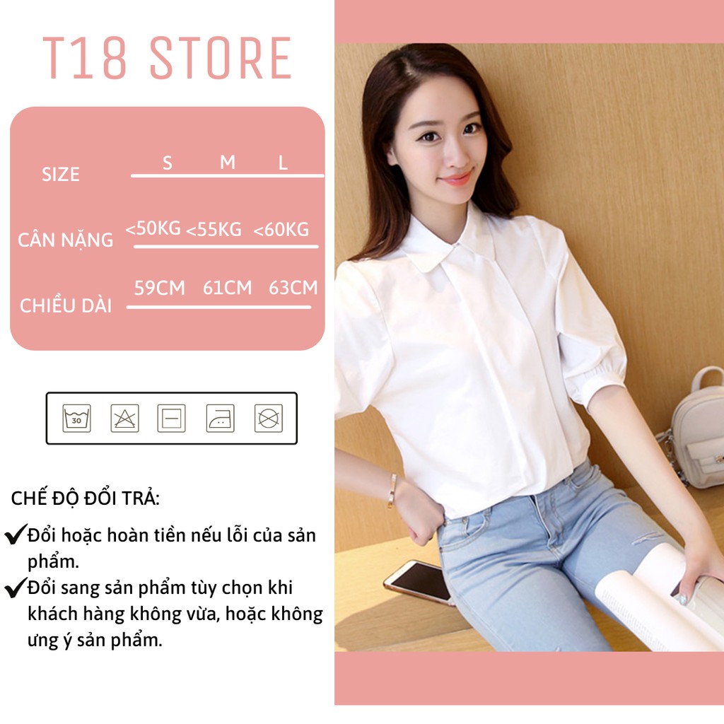 Áo sơ mi nữ kiểu công sở tay ngắn đẹp form rộng T18 STORE  SM03